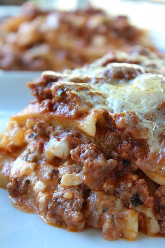 Another view of a serving of Classic Lasagna