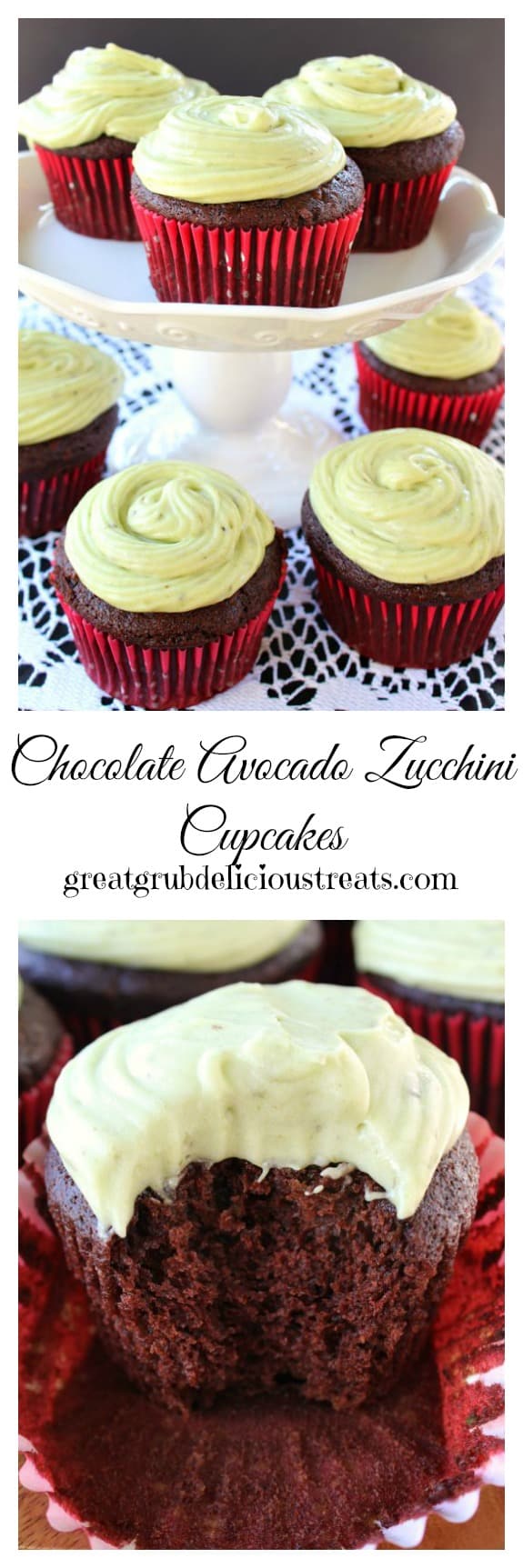 Chocolate Avocado Zucchini Cupcakes