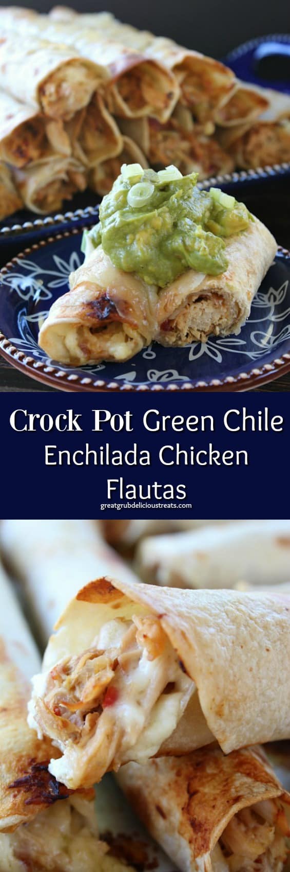 Crock Pot Green Chile Enchilada Chicken Flautas