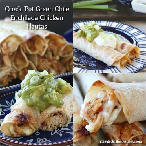 Crock Pot Green Chile Enchilada Chicken Flautas