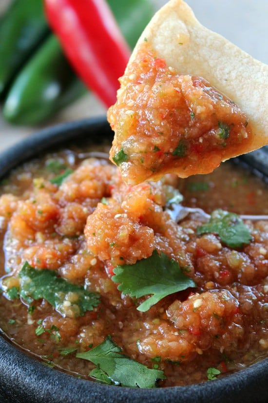 Spicy Salsa with Baked Corn Chips