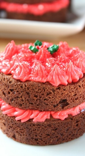 Mini Brownie Cakes with Peppermint Buttercream Frosting