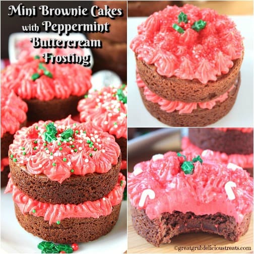Mini Brownie Cakes with Peppermint Buttercream Frosting