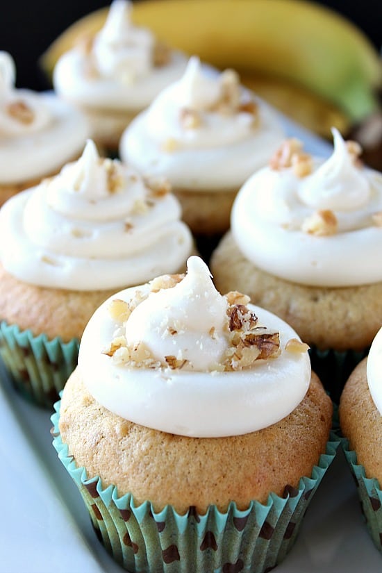 Banana Nut Cupcakes with Cream Cheese Buttercream Frosting