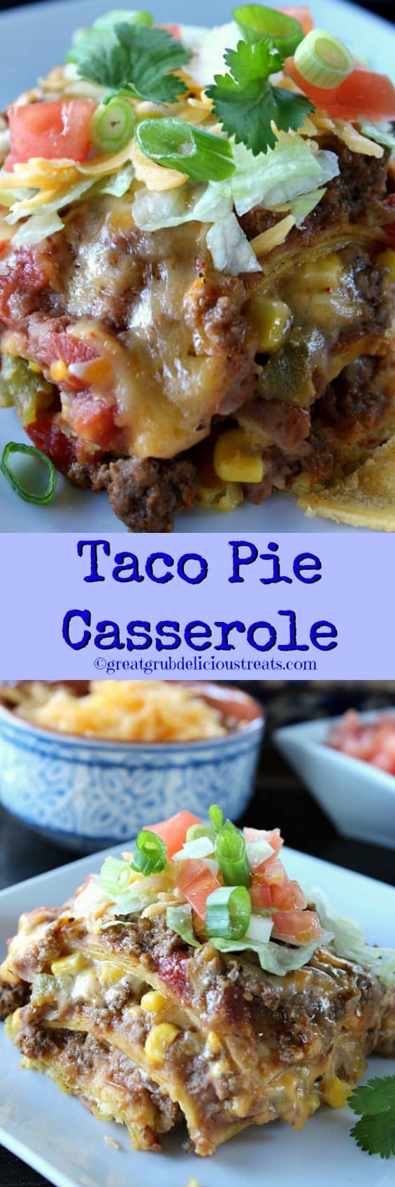 A double collage photo of taco pie casserole.