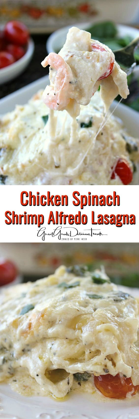 Chicken Spinach Shrimp Alfredo Lasagna