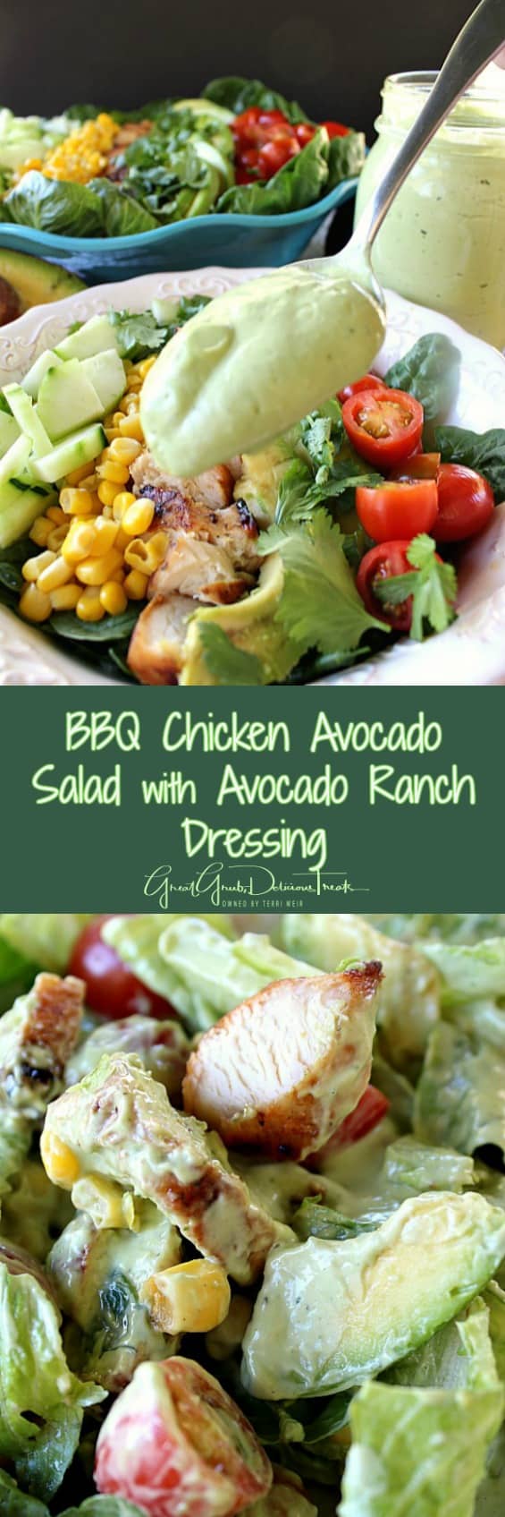 BBQ Chicken Avocado Salad with Avocado Ranch Dressing