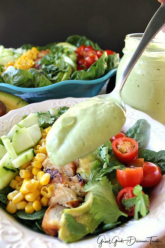 BBQ Chicken Avocado Salad with Avocado Ranch Dressing