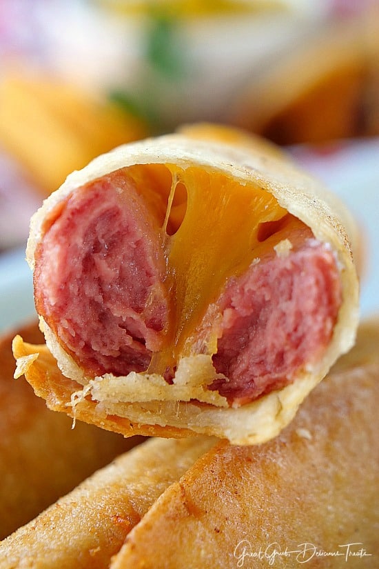 Deep Fried Tortilla Wrapped Cheese Dogs