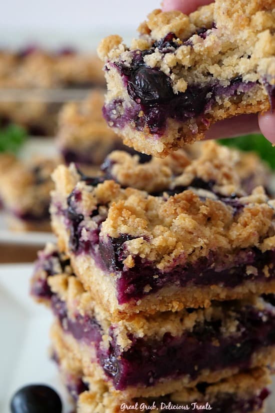 These Blueberry Lemon Crumb Bars are loaded with juicy blueberries lemon juice and zest, with a crumb topping.