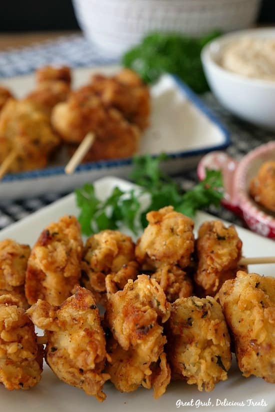 Chicken Fried Pork Nuggets are crispy, fried to perfection and are a perfect appetizer recipe. #appetizerideas #foodrecipes #yummy #pork #greatgrubdelicioustreats