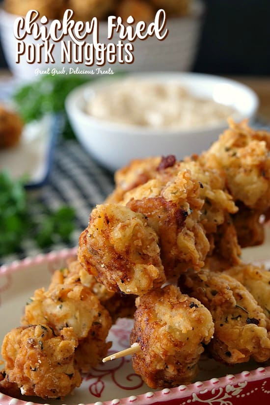 Chicken Fried Pork Nuggets are seasoned with the perfect blend of spices and fried to a golden brown. #pork #porkrecipes #appetizers #delicious #recipes #greatgrubdelicioustreat