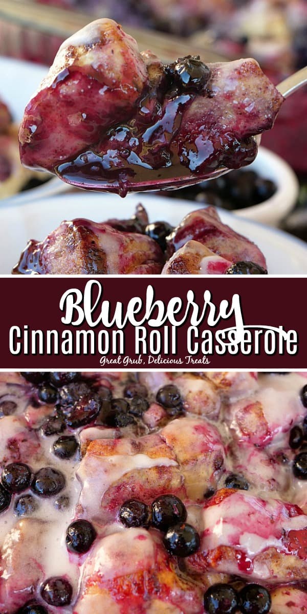 This Blueberry Cinnamon Roll Casserole is a delicious blueberry dessert that is easy to make and tastes delicious.