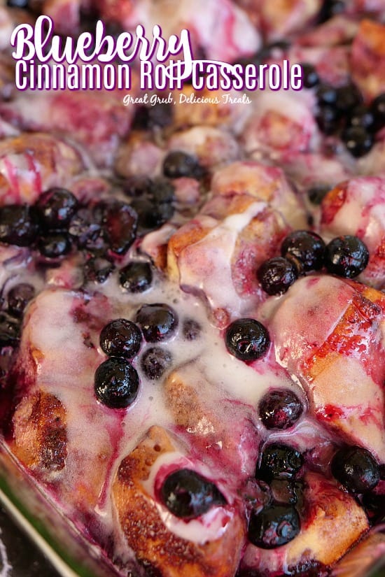 This Blueberry Cinnamon Roll Casserole is a delicious dessert full of blueberries made into a casserole perfect for breakfast or brunch. 
