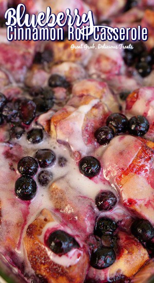 Blueberry Cinnamon Roll Casserole is a super easy, super delicious cinnamon roll casserole loaded with blueberries. 