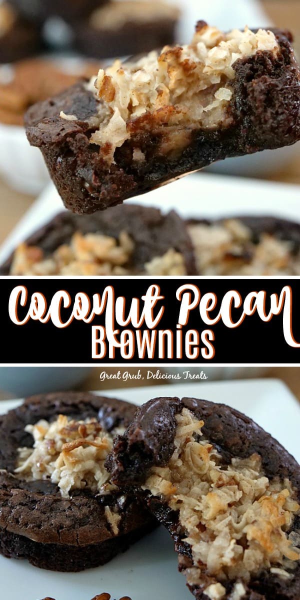 Coconut Pecan Brownies are fudgy, thick and chewy with a macaroon like topping. 