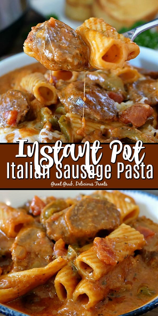 Instant Pot Italian Sausage Pasta is a delicious Instant Pot recipe made with Italian sausage, Rigatoni and lots of Mozzarella cheese. 