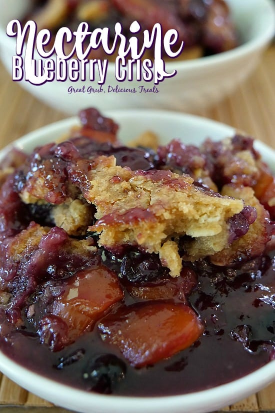 Nectarine Blueberry Crisp is loaded with fresh, ripe nectarines, plump blueberries and has a crunchy crisp topping. 