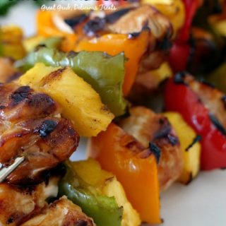 Grilled Teriyaki Chicken Kabobs are an easy, delicious and colorful barbecue chicken recipe made with chicken breast, fresh pineapple and three types of bell peppers.