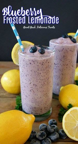 Blueberry Frosted Lemonade is made with lemonade, vanilla ice cream, loaded with blueberries and is super creamy.