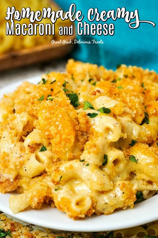 Homemade Creamy Macaroni and Cheese is rich and creamy, topped with a crunchy panko topping.
