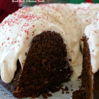 Gingerbread Bundt Cake is moist, topped with cream cheese frosting.