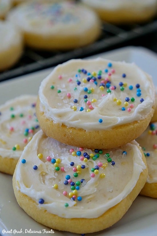 Frosted Lemon Sugar Cookies are one of the best sugar cookie recipes that are both soft and chewy and full of lemon flavor.
