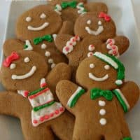 Gingerbread Cookies are decorated like boy and girl gingerbread cookies.