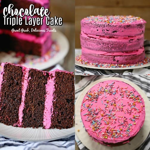 Chocolate Triple Layer Cake is three layers of deliciousness.