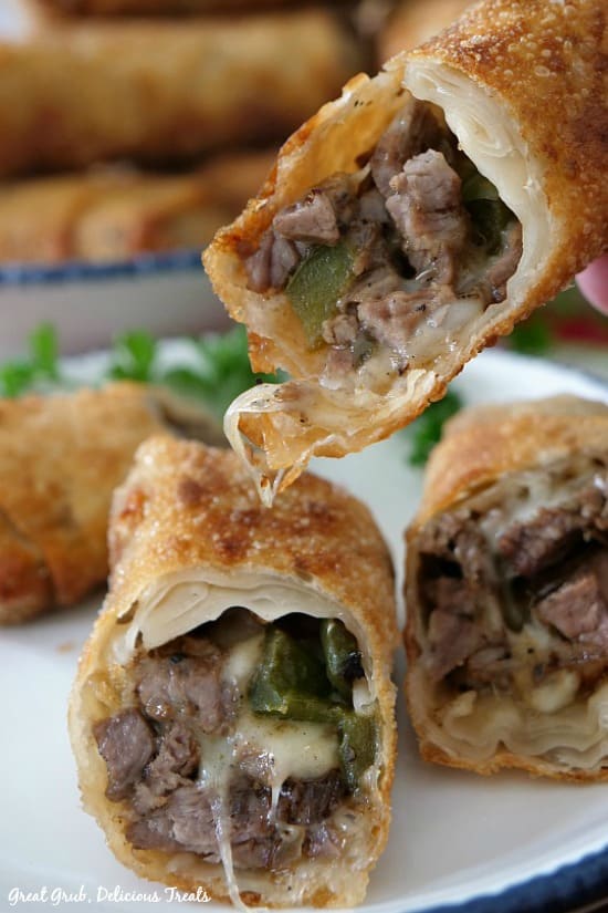 Philly Cheesesteak Egg Rolls makes a great appetizer recipe for parties, New Year's Eve or the Super Bowl.
