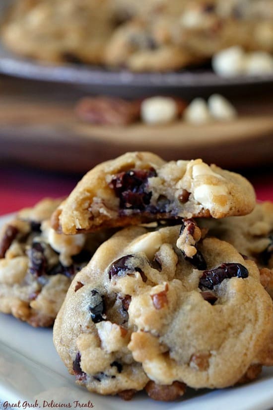 White Chocolate Cranberry Pecan Cookies are filled with white chocolate, cranberries and pecans.