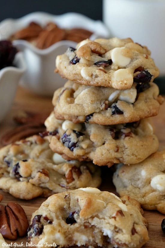 White Chocolate Cranberry Pecan Cookies are thick, chewy, soft and delicious.