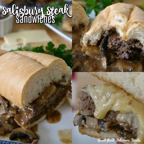 Salisbury Steak Sandwiches are rich and savory, full of flavor, topped with cheese and mushroom gravy.