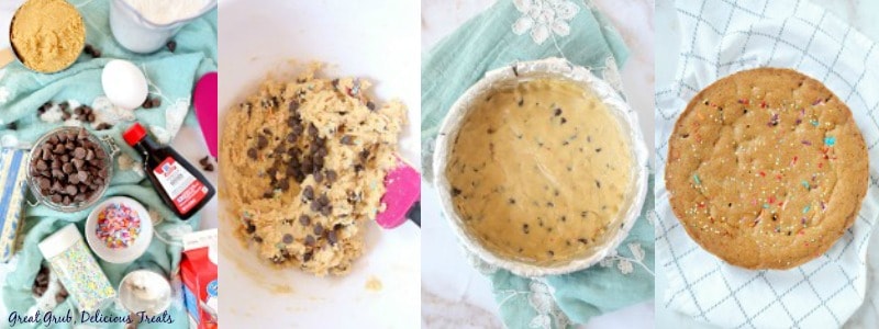 Chocolate Chip Cookie Cake - In process shots