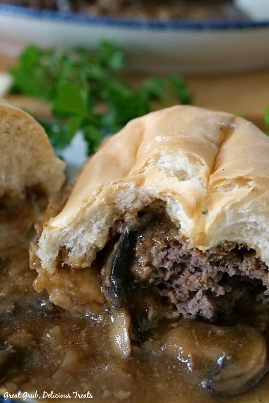 Salisbury Steak Sandwiches are full of rich savory flavor topped with mushroom gravy.