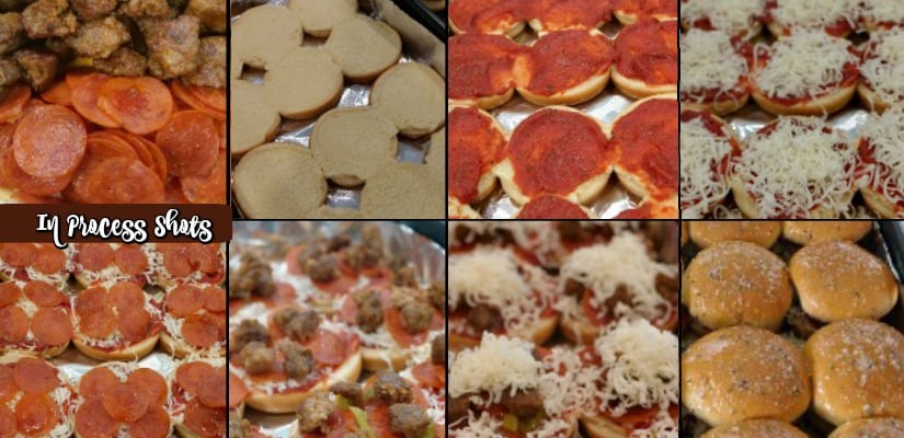 Pepperoni Sausage Pizza Sliders - In Process Shots