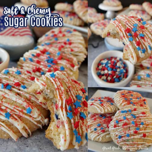 A three photo collage of sugar cookies,