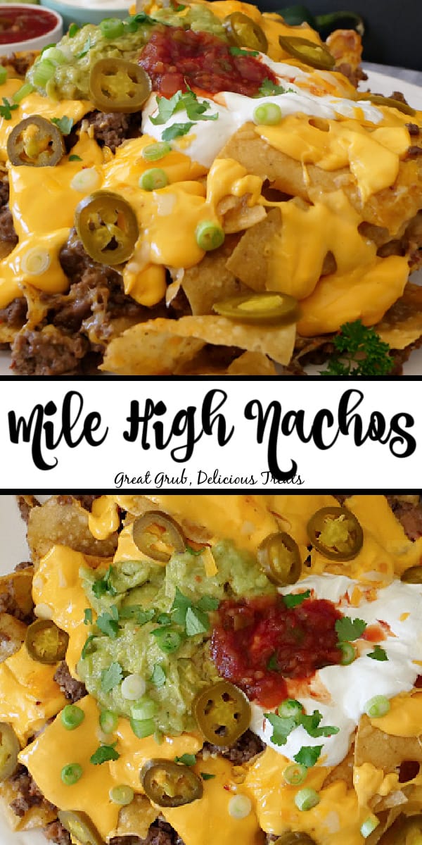 A double collage photo of nachos.
