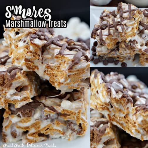 A three photo collage of S'mores Marshmallow Treats
