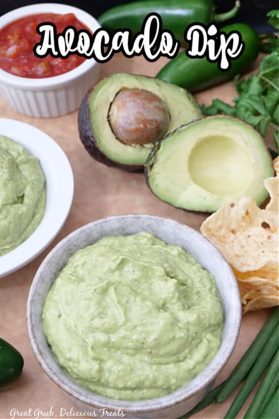 Two small bowls filled with homemade avocado dip.