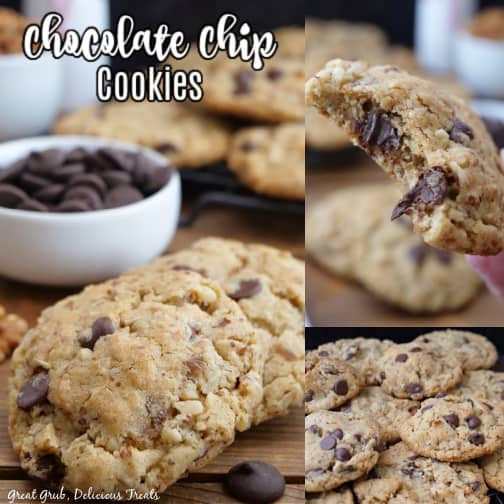 A three photo collage of easy chocolate chip cookies.