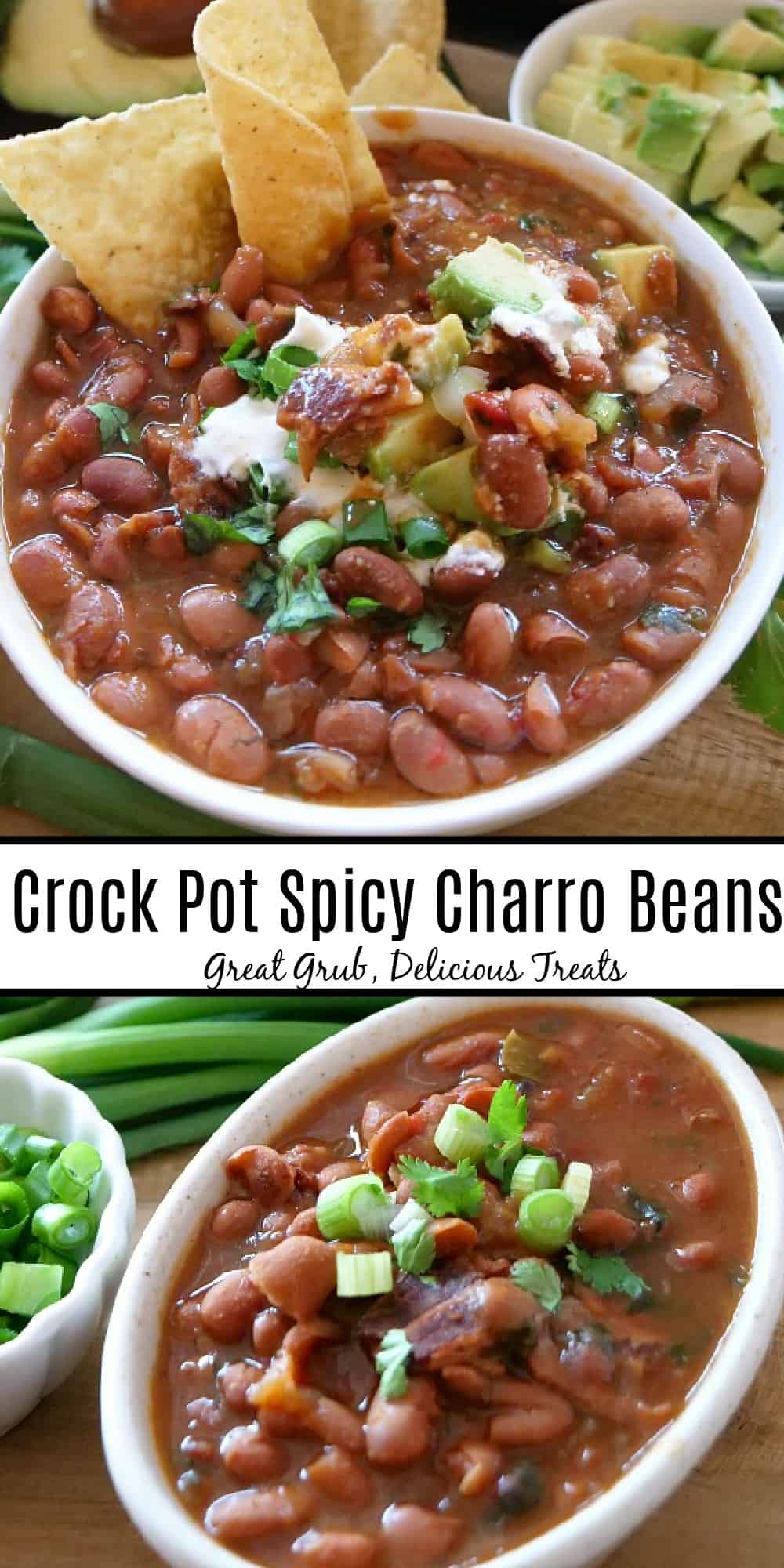 A double collage photo of charro beans.