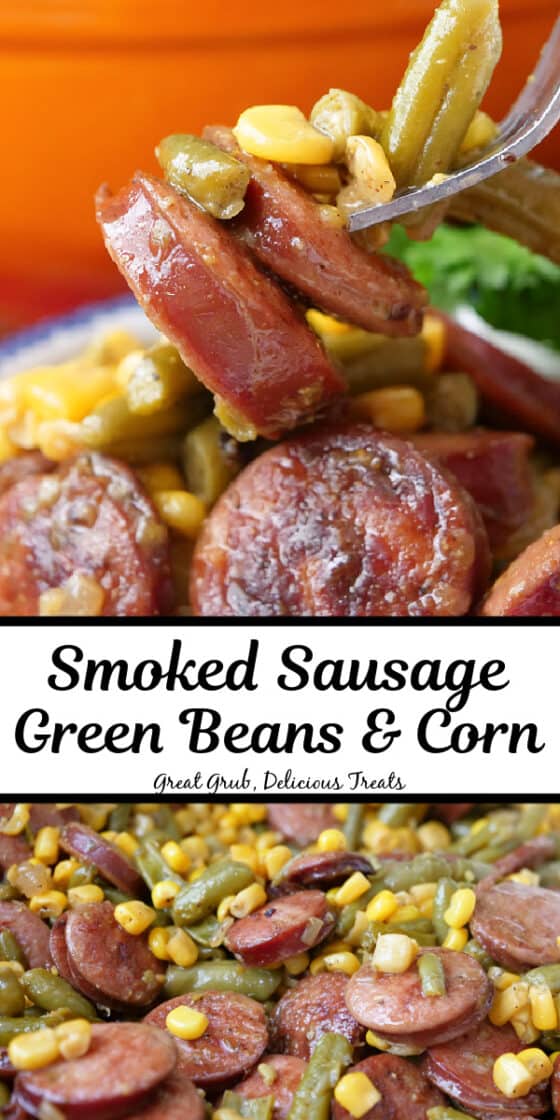 Smoked Sausage and Green Beans with Corn (One Pot Meal)