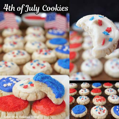A three collage photo of 4th of July cookies