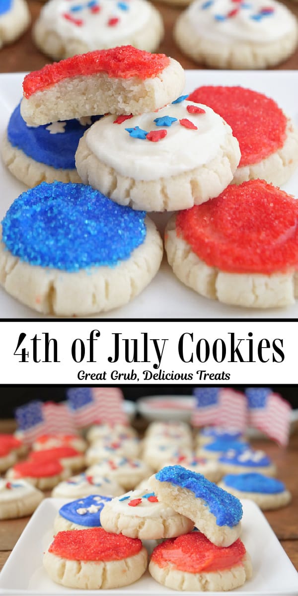 A double Collage photo with red, white, and blue mini sugar cookies.