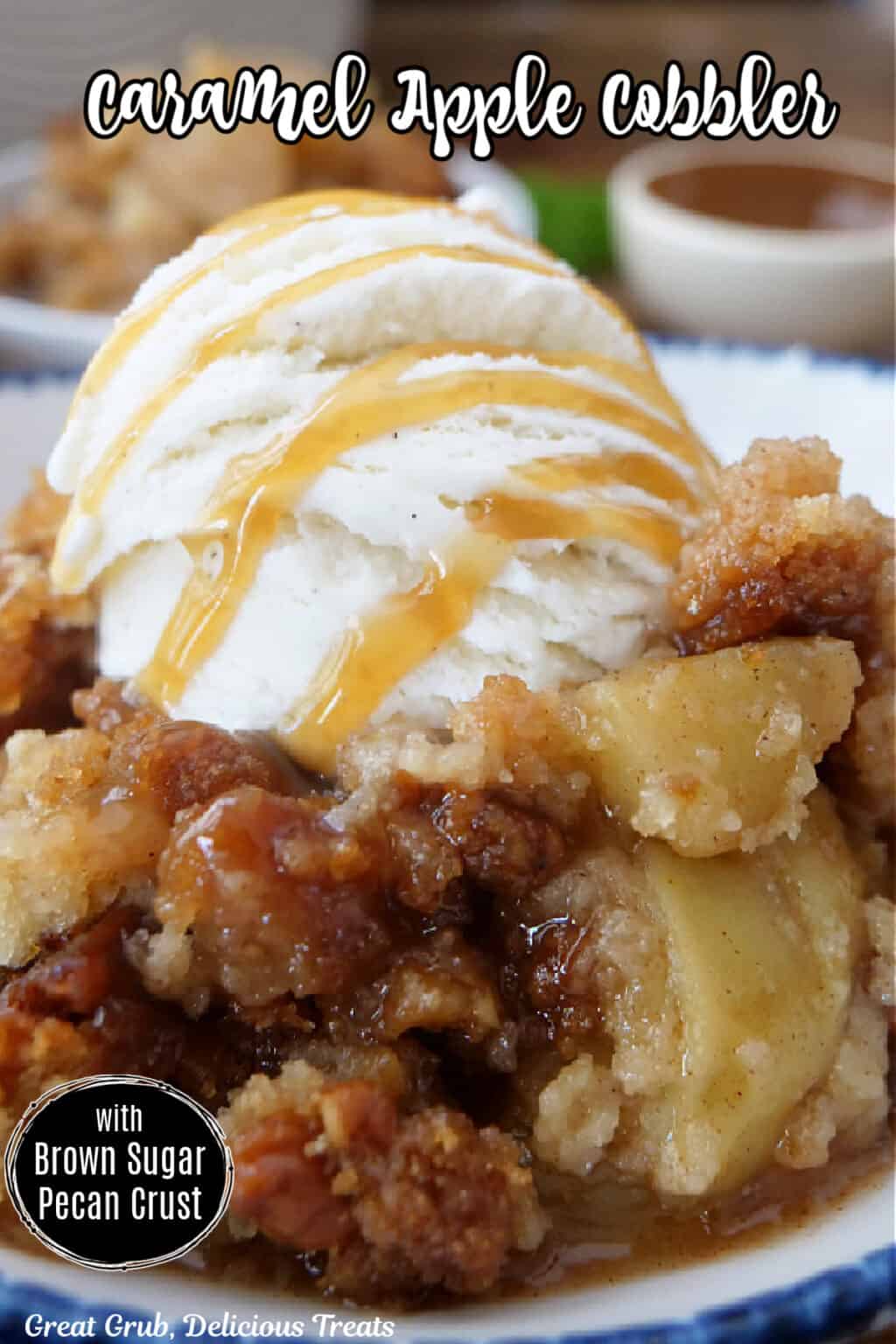 Caramel Apple Cobbler with Brown Sugar Pecan Crust