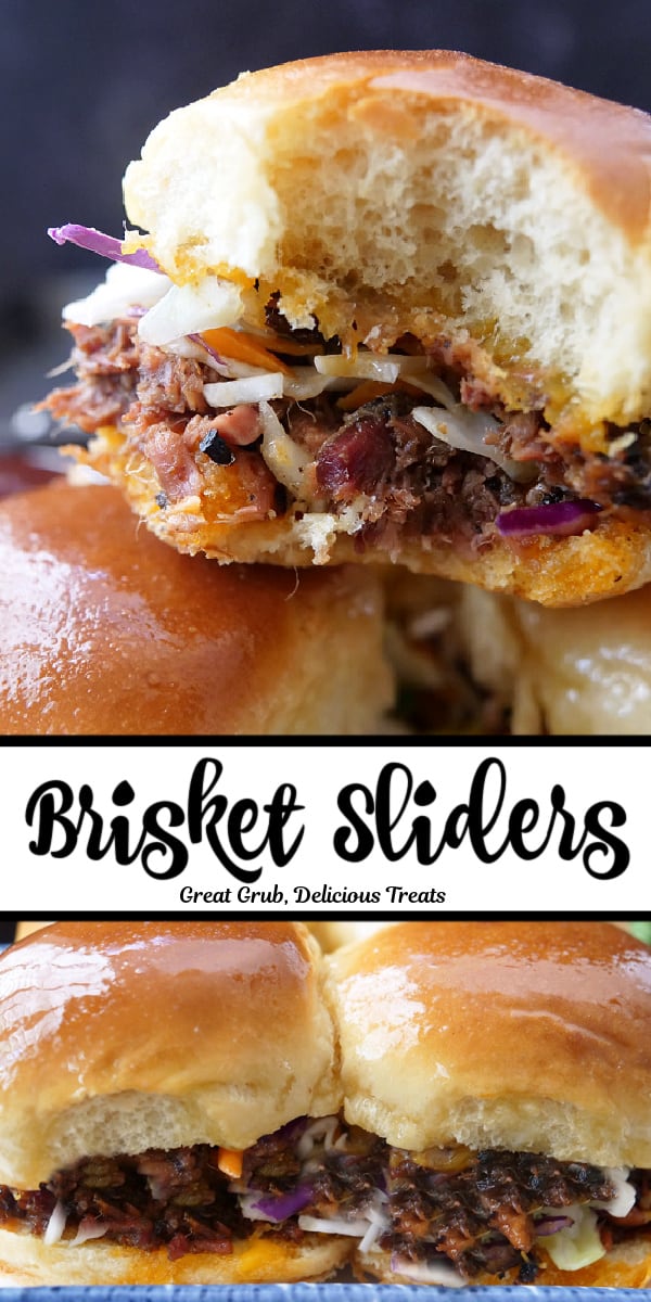 A double collage photo of leftover brisket sliders.
