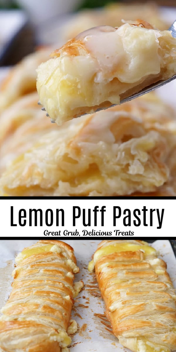 A double collage photo of lemon puff pastry.