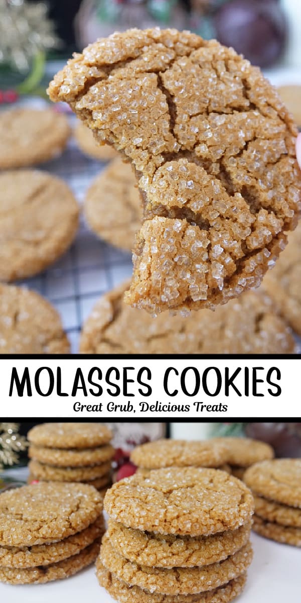 A double collage photo of molasses cookies.