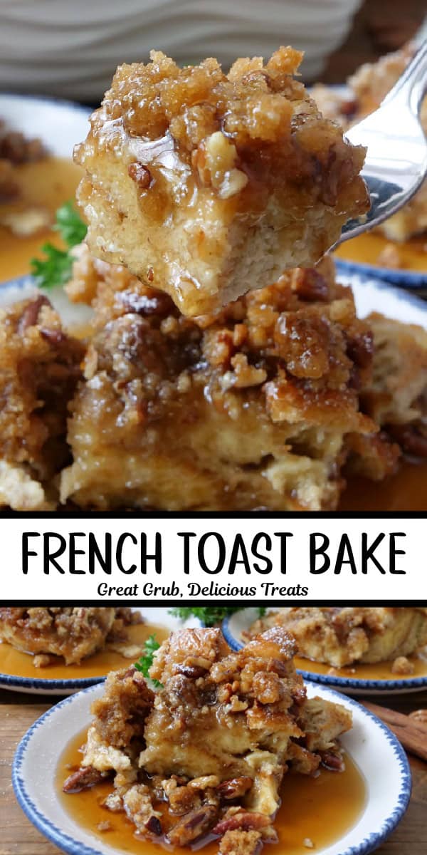 A double collage photo of French toast bake.